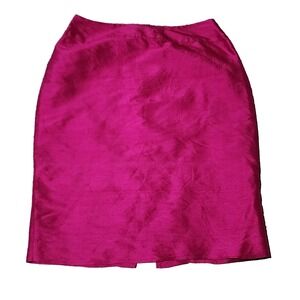 VIntage Silk Pencil Skirt 8‎ Pink Colorful Lined Rear Slit Finity Studio
